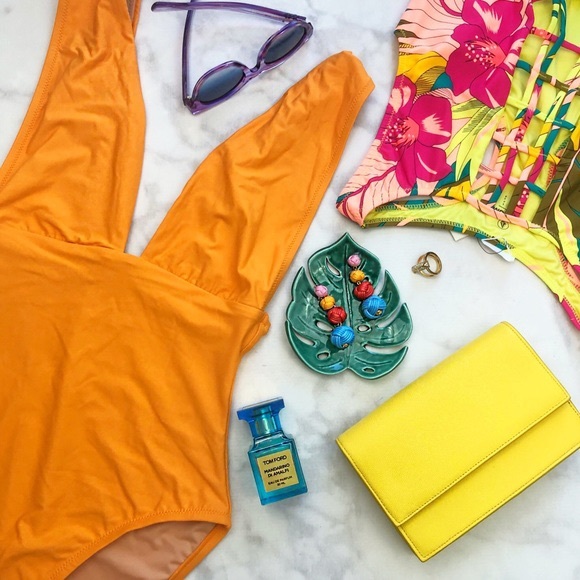 J. Crew Orange Plunge One Piece